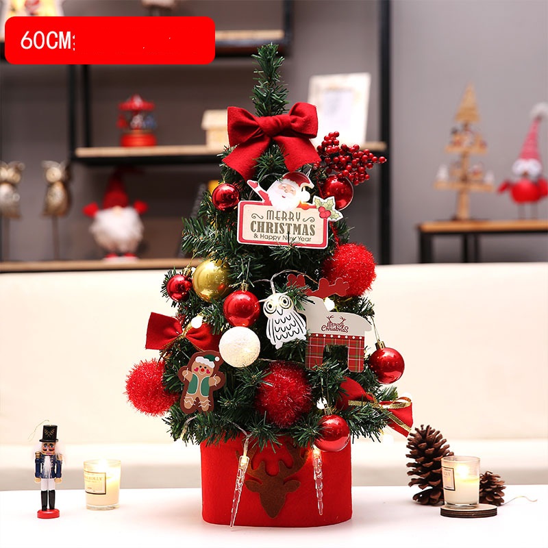 Cây thông noel mini, cây thông noel để bàn, Merry Christmas kèm phụ kiện + đèn