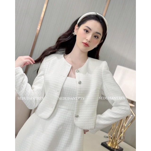 Jadiore tweed jacket - áo dạ tweed trắng seduisant.rev ui
