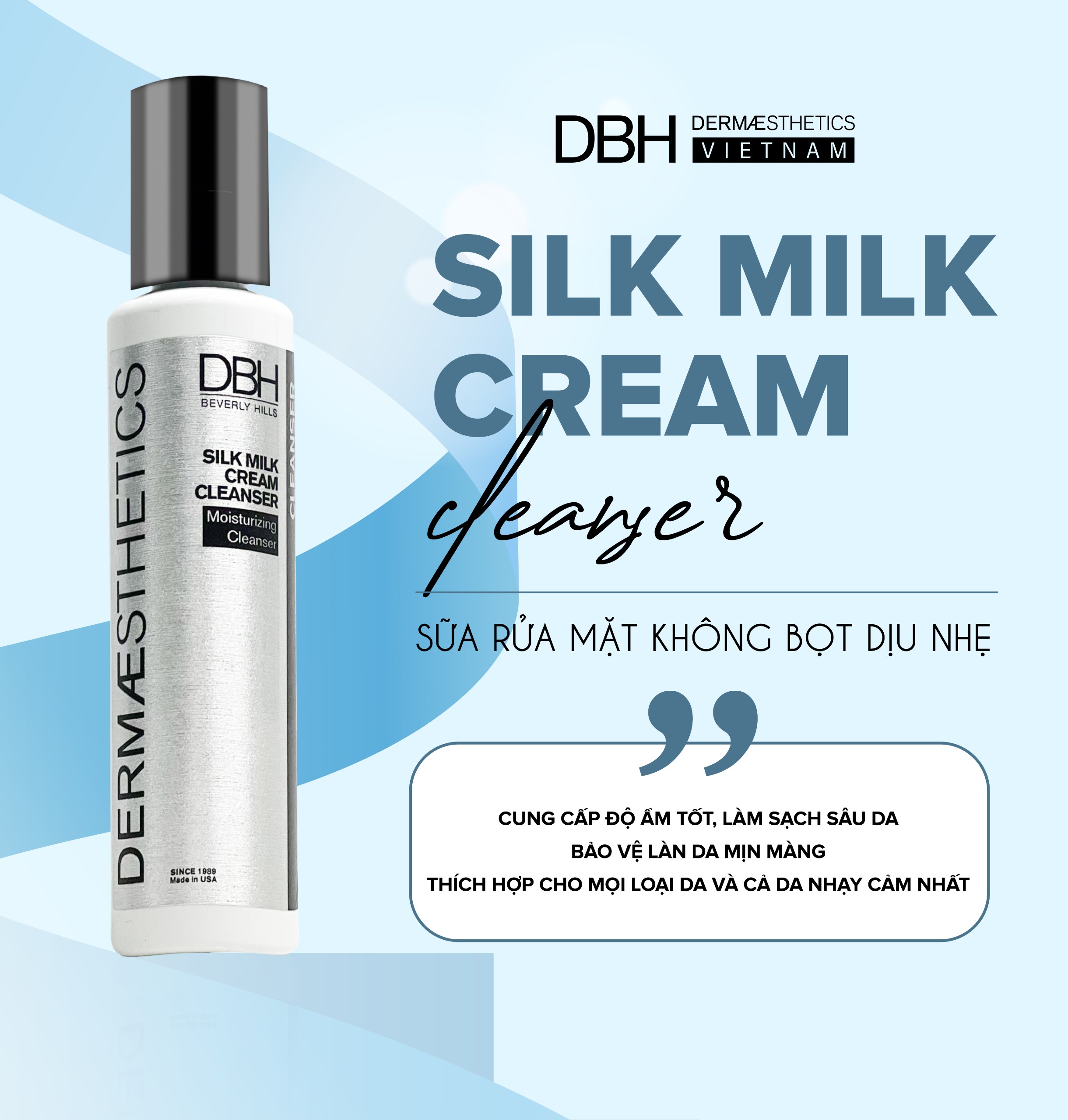 Sữa rửa mặt dịu nhẹ dermaesthetics- silk milk cream cleanser 6.0 oz