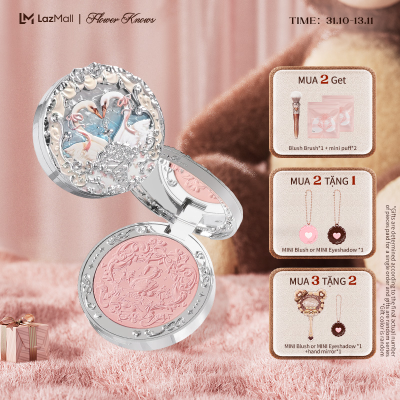 Flower Knows Phấn Má Hồng Dạng Lăn Hình Thiên Nga 5g Không kén da Swan Ballet Collection