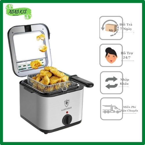 NỒI CHIÊN NGẬP DẦU XOXO.KIS,BẾP CHIÊN NHỎ TIỆN LỢI,CHIÊN GIÒN KHUAI, BẾP CHIÊN ĐIỆN MINI, BẾP CHIÊN NHÚNG ĐIỆN,Công suất 1000W,thể tích 2,5L,Điện áp 220V Tần số 50Hz.Vật liệu màu bạc thép dày 3 lớp không gỉ ,An toàn