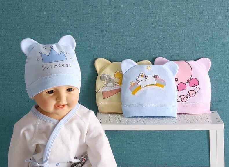 Mũ sơ sinh nhiều màu chất cotton mềm mại - Mũ cho bé sơ sinh