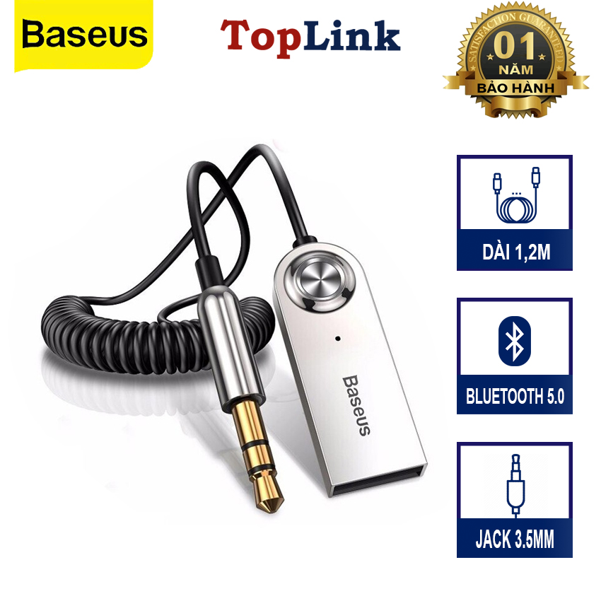 Baseus USB Bluetooth Adapter Dongle Cable CABA01 Đối Với Xe 3.5mm Jack Aux Bluetooth 5.0 4.2 4.0 Receiver Loa Âm Thanh Âm Nhạc transmitter - Phân phối bởi TopLink