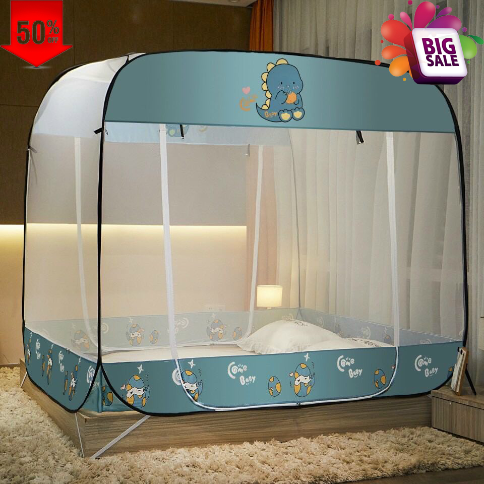Mùng xếp gọn thông minh 1m62m, 2m2*2m - mùng ngủ chống muỗi, màn ngủ tự bung - mùng chụp tự bung đỉnh vuông bình mnh - màn ngủ gia đình chống muỗi - màn chụp đỉnh vuông gấp gọn