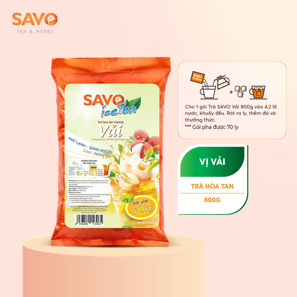 Trà vải hòa tan savo - túi 800g