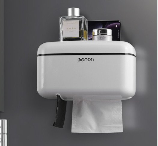 Hộp đựng giấy Oenon cao cấp, Hộp có ngăn chứ đồ lắp đặt dính tường tiện lợi