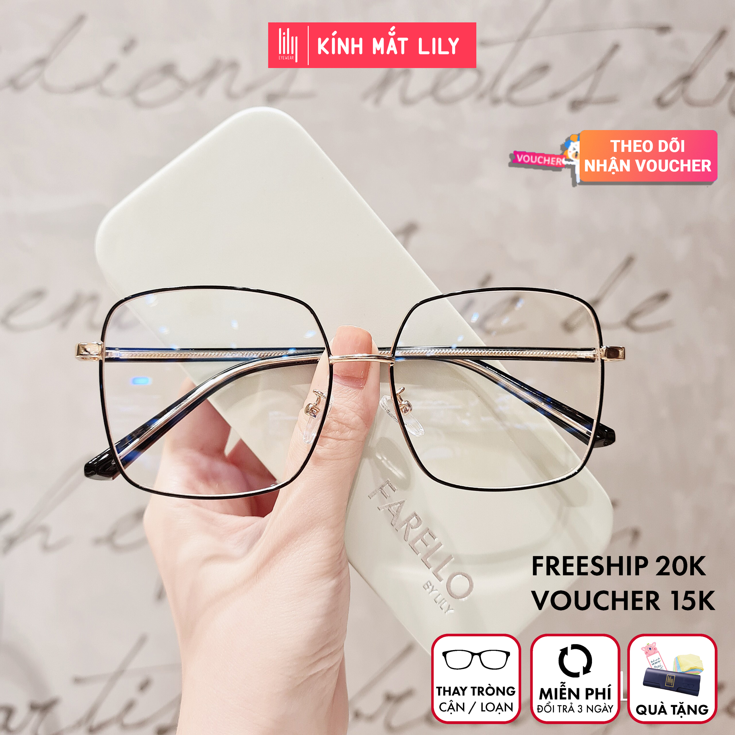 ọng kính cận kim loại mắt tròn nam nữ nhiều màu sắc 2185 Lilyeyewear kèm quà