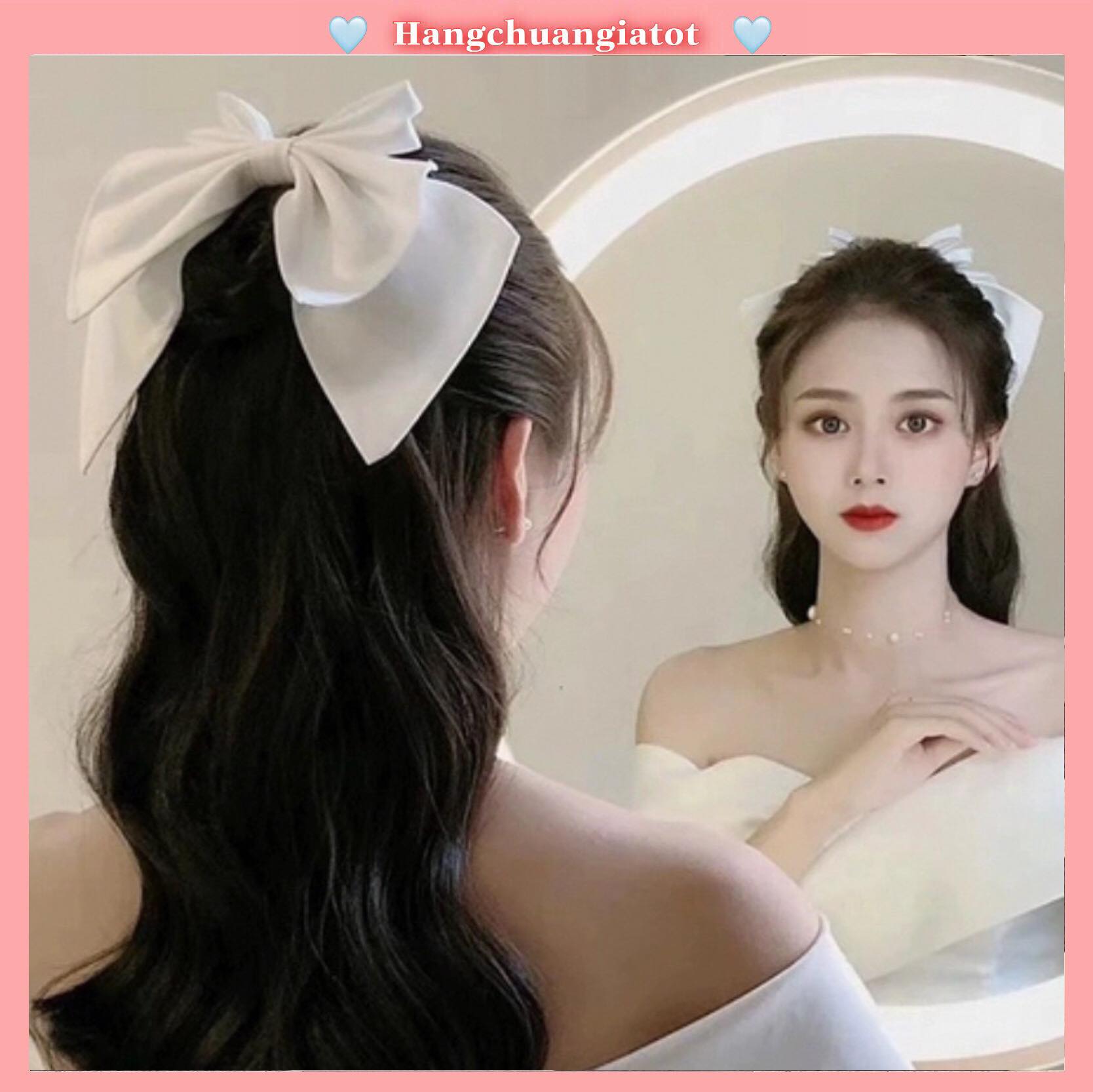 Kẹp Tóc Nơ Bản To Màu Trắng Tinh Khôi Thanh Lịch Dành Cho Cô Dâu