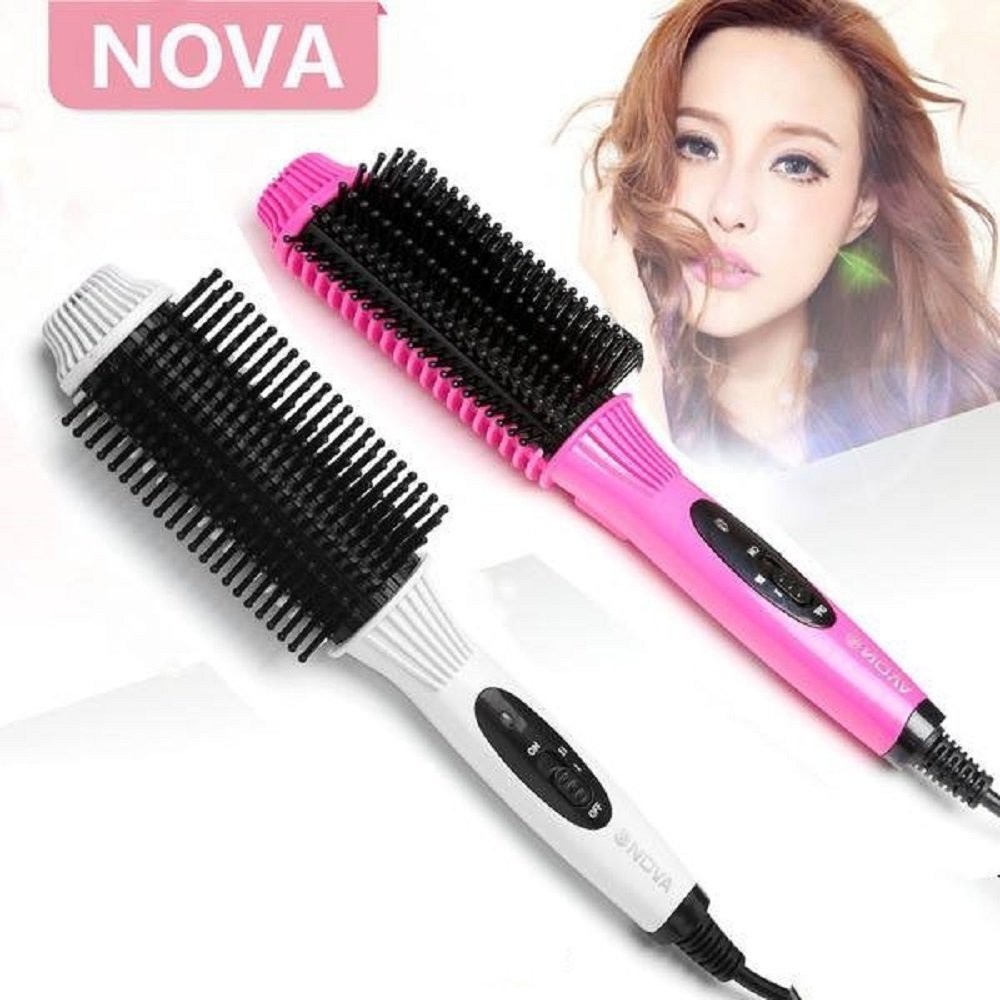 Lược điện uốn tóc đa năng nova, lược điện tao kiểu tóc, lược uốn tóc cong, uốn cụp, lược điện chải tóc đa năng lược tạo kiểu tóc tại nhà máy kẹp uốn duỗi tóc nova 3 in 1 dễ sử dụng