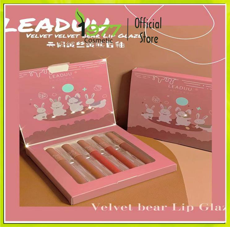 Set 5 son kem lì leaduu thỏ - set 5 cây son kem nhung lì- son 5 cây hàng nội địa trung