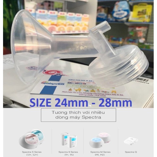 (FREESHIP ĐẾN 50k) (Số 1 Hàn Quốc) Phễu cứng cổ rộng Size 24mm / 28mm cho máy hút sữa Spectra Q, M1, M2, 9S, 9plus, 9+, S2, S2+, S1, S1+ NAM1