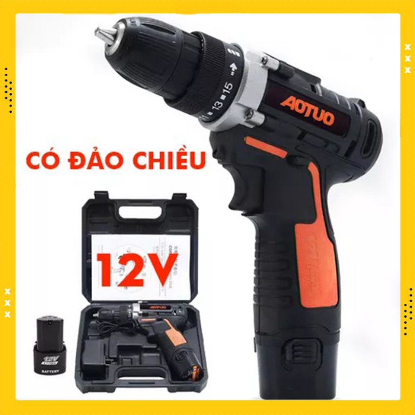 Bộ Máy khoan sửa chữa vặn vít Aotuo 12V có đảo chiều - Dùng Pin