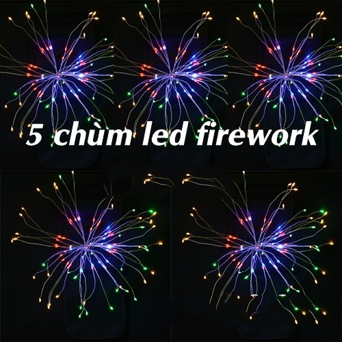 [HCM]Bộ 5 chùm đèn Led pháo hoa firework trang trí Giáng sinh Tết sân vườn Quán Cafe