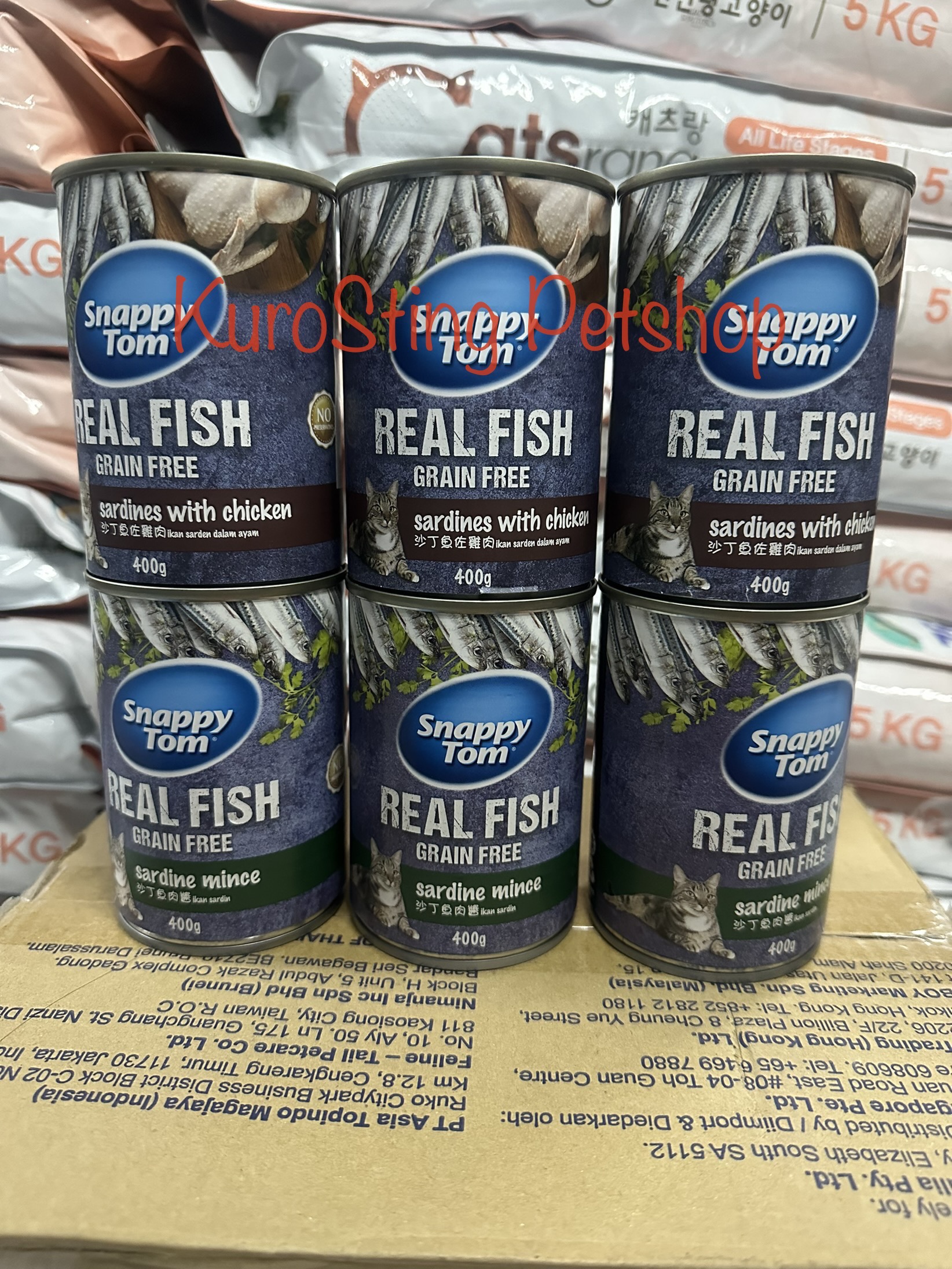 Pate cho mèo SnappyTom Lon 400g Rael Fish