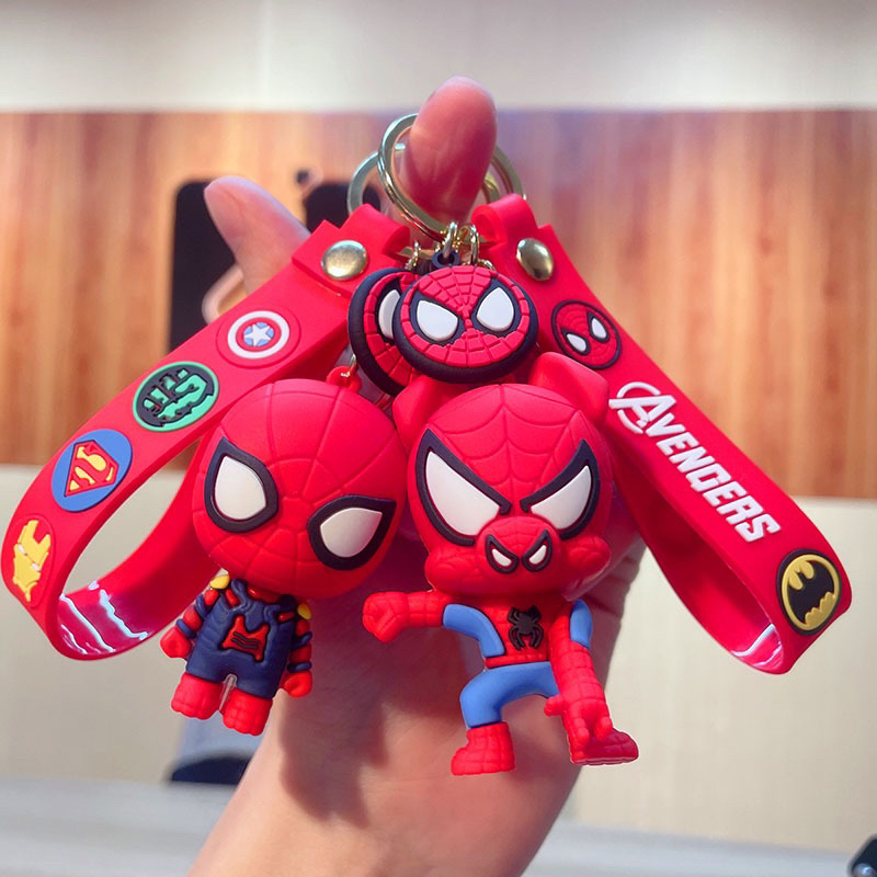 Móc khóa Người Nhện Spiderman siêu đẹp móc treo chìa khoá xe máy siêu anh hùng chất liệu PVC cao cấp