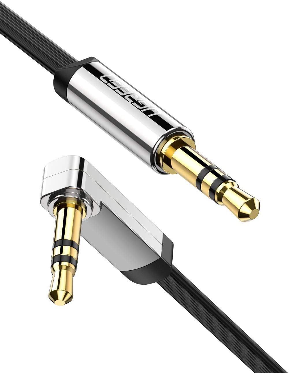 Ugreen 60288 1m cáp 90 độ bẻ góc phải 3.5mm 2 đầu đực mạ vàng 24k màu đen siêu mởng av119 60288