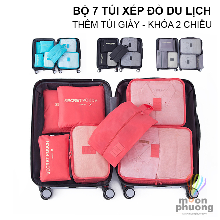 Bộ set túi chia ngan đựng đồ du lịch size lớn sắp xếp hành lý tiện dụng túi chia hành lý