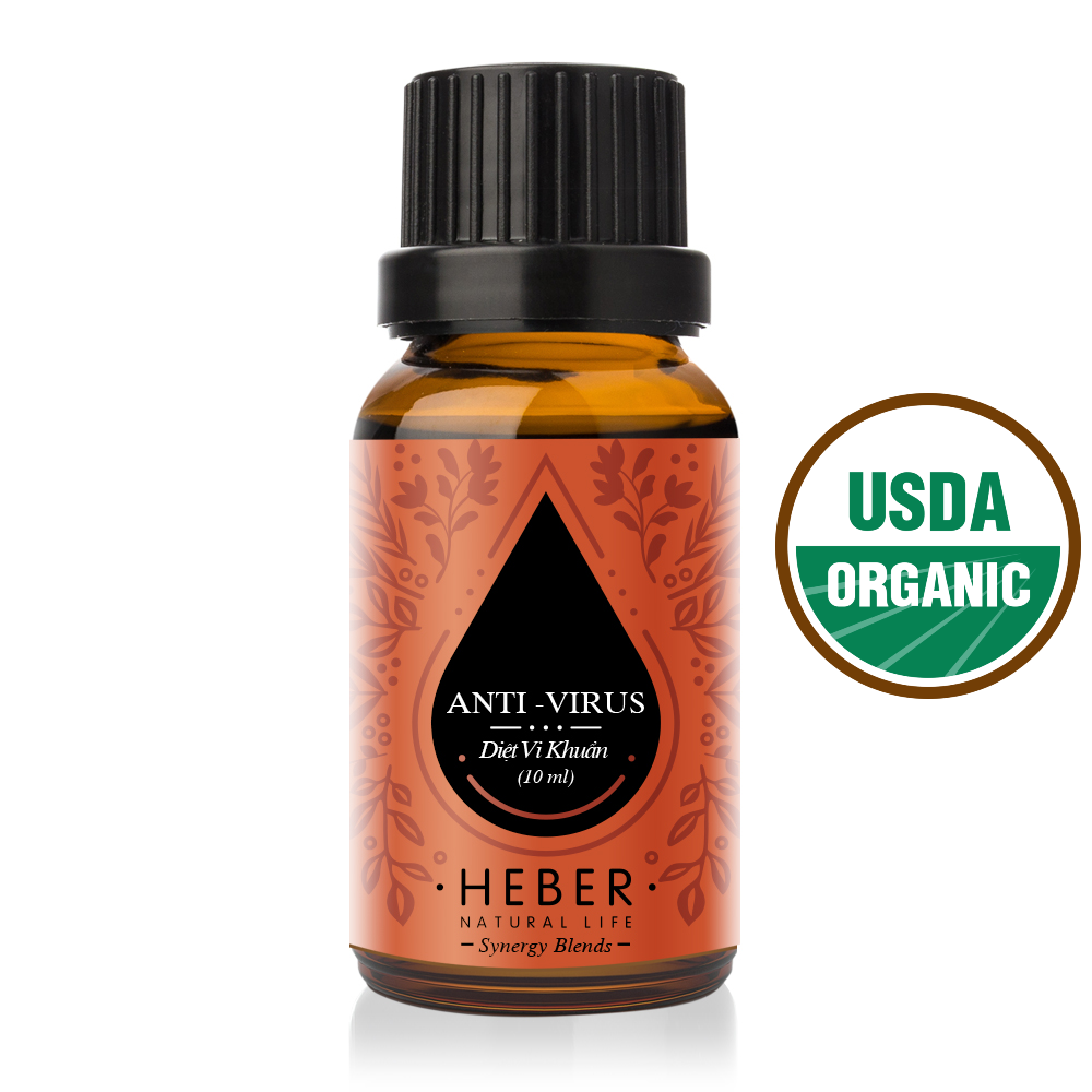 Tinh Dầu Diệt Vi Khuẩn - Anti-Virus Blends Essential Oil Heber Vietnam, 100% Thiên Nhiên Nguyên Chất, Cao Cấp Nhập Khẩu, Kiểm Nghiệm Quatest 3, Xông Thơm Phòng, Hương Dịu Nhẹ