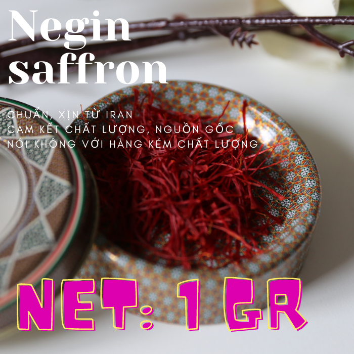 1 GR SAFFRON NHỤY HOA NGHỆ TÂY CHUẨN IRAN- SAFFRON IRAN SỢI NEGIN TO, DÀI