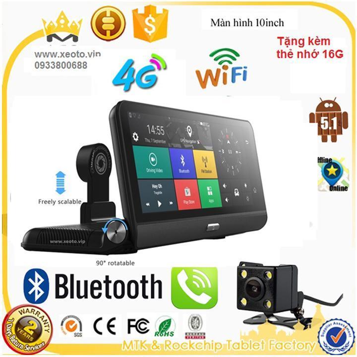 Camera hành trình Android 4G, màn 8 inch, ghi hình trước và sau
