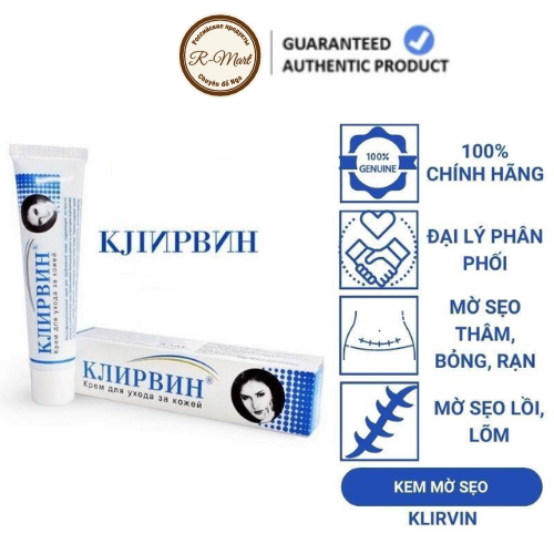 Kem mờ sẹo Klirvin, kem sẹo Klirvin Nga, kem sẹo Nga Klirvin mờ thâm, rạn da 25g