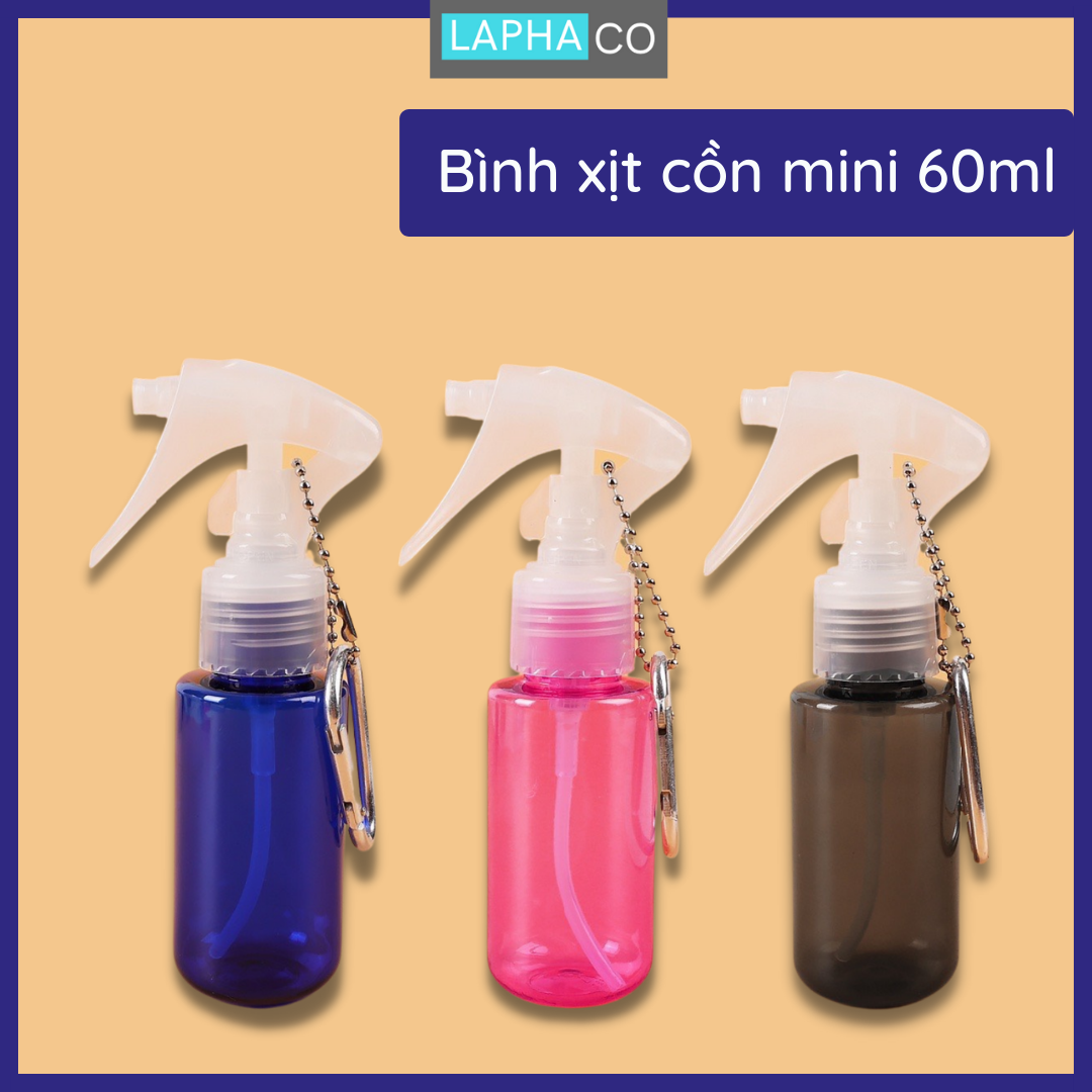 Bình xịt cồn cỡ nhỏ đi kèm móc khóa dung tích 60ml có thể tái sử dụng (đi học, đi làm, du lịch)
