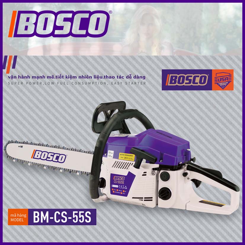 Máy cưa xích ibosco bm-cs-55s - chạy xăng 2 thì dành cho gia đình