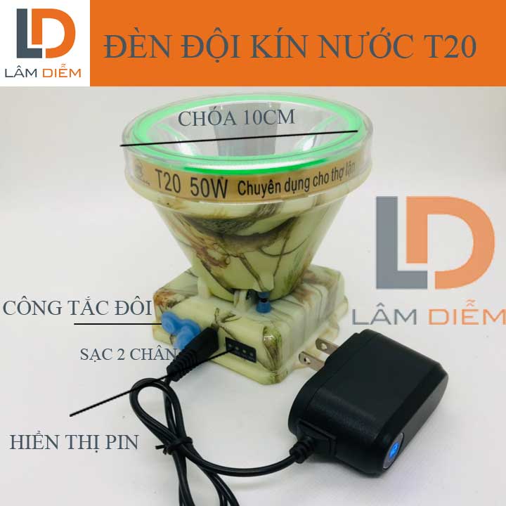 ĐÈN PIN SẠC ĐỘI ĐẦU SIÊU SÁNG HIỂN THỊ PHẦN TRĂM PIN T6 - 20