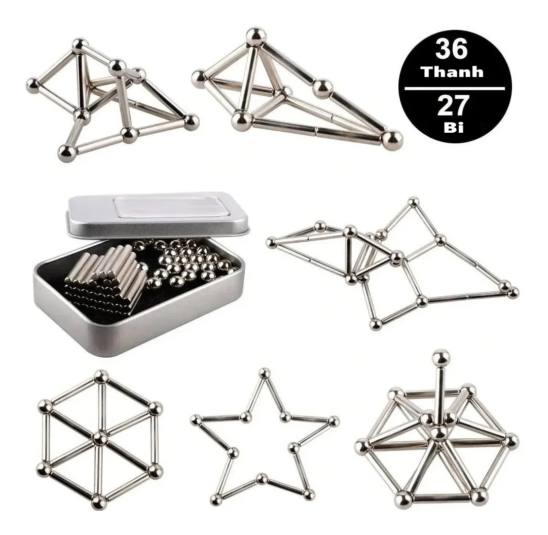 Bộ bi nam châm xếp hình - bi và thanh nam châm xếp hình thông minh - thanh bi buckyball là đồ chơi trí tuệ cho trẻ, giải tỏa căng thẳng. giảm giá 50%