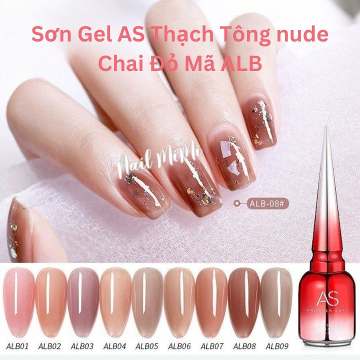 Sơn gel as thạch tông nude chai đỏ mã alb 15ml chính hãng