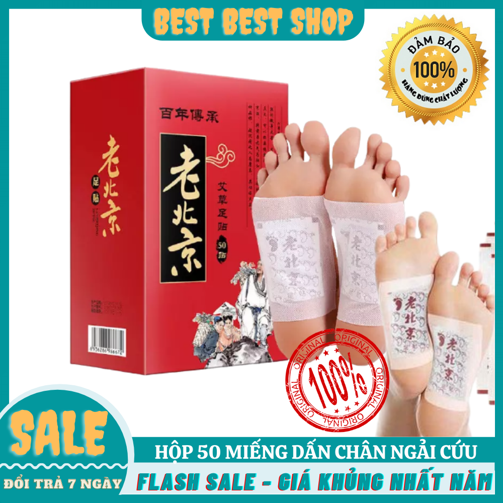 Hộp 50 Miếng Dán Thải Độc Bàn Chân NGẢI CỨU Ông Lão Bắc Kinh, QUÀ TẶNG Ý NGHĨA Giải Độc Cơ Thể, Giảm Đau Xương Khớp Nâng Cao Tuần Hoàn Máu ,Hộp 50 Miếng dán chân thải độc - Miếng dán ngải cứu Bắc Kinh