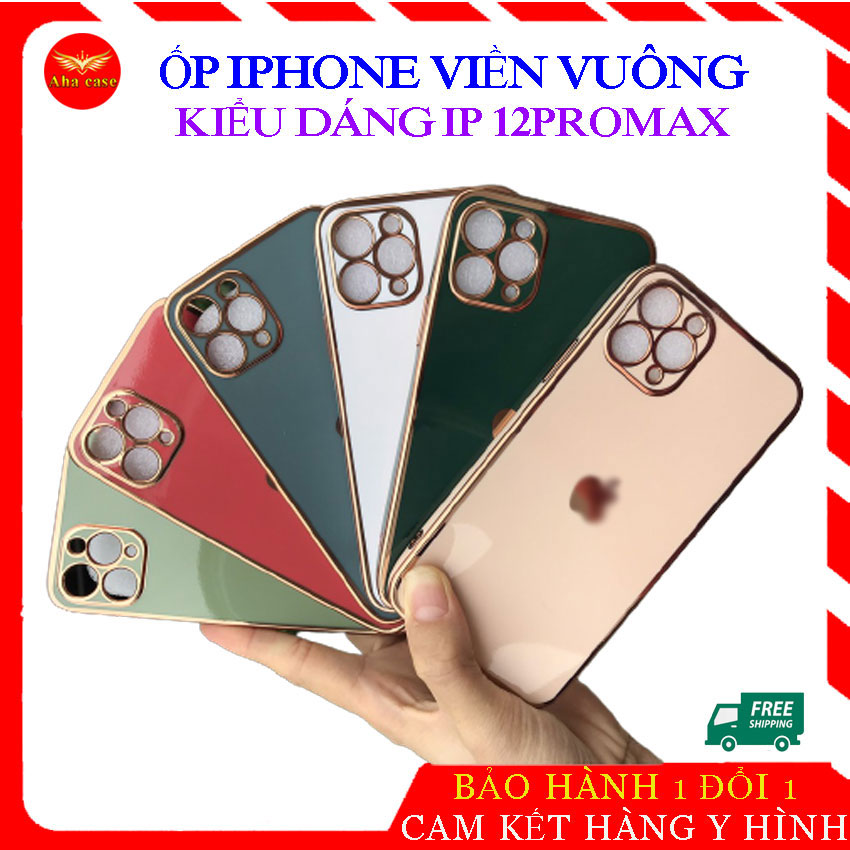 [Mẫu Hot 2021] Ốp lưng Iphone độ viền vuông iphone 12 thiết kế mới dành cho các dòng ip 6plus/6s plus/ 7plus/8plus/ X/ Xs Max/ 11/ 11 Pro/ 11pro Max/ Ip12/ 12 Promax màu sắc nổi bật viền vàng sang trọng, giá tốt