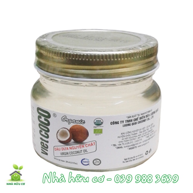 Dầu dừa hữu cơ nguyên chất vietcoco - 200ml - date: 9/2022