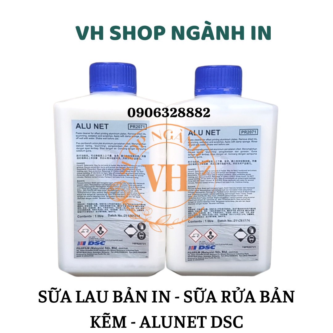Sữa lau bản in, sữa rửa bản kẽm Alunet DSC dùng để tẩy rửa mực dính trên bề mặt bản in, bảo vệ bản kẽm.