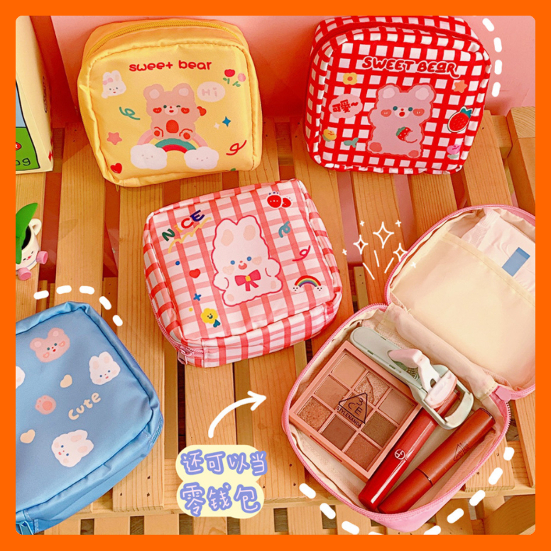 Túi vải đựng đồ trang điểm chống nước, ví mini đa năng chứa đồ cá nhân bỏ túi đi du lịch