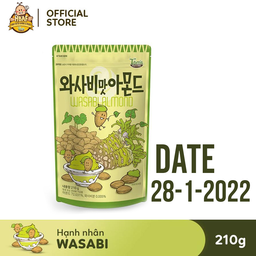 Hạnh Nhân Vị Wasabi (Mù Tạp) Tom's Farm - Gói 210g
