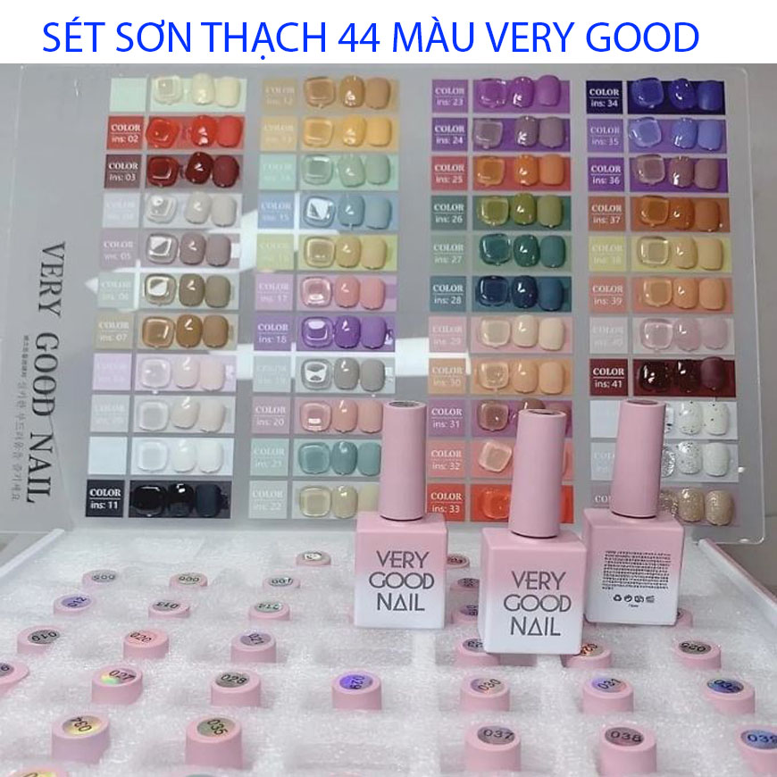 Sơn thạch, sét sơn gel 44 màu very good nail chai hồng chính hãng chai 15ml chất sơn chuẩn và phù hợp với nhu cầu của các chủ tiệm nail lớn nhỏ