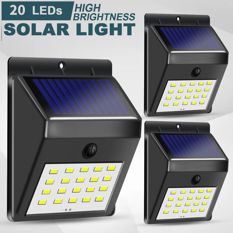 Đèn tường năng lượng mặt trời 20 đèn LED, Đèn cảm biến hồng ngoại năng lượng mặt trời Solar Motion Sensor Light