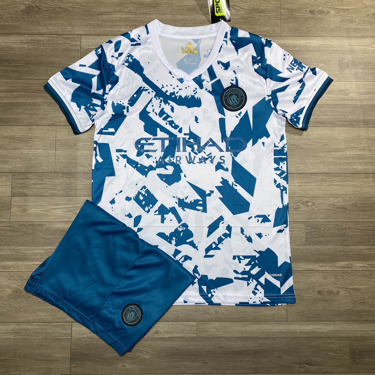 Bộ áo bóng đá clb man city xanh loang 22/23 - hàng thun thái - logo thêu