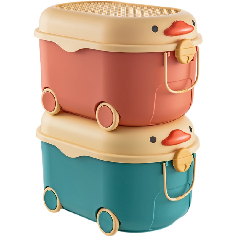 Thùng đựng đồ chơi cho bé  KAVY hình con vịt có bánh xe, tay cầm nắp thùng xếp lego có thể đựng quần áo, sách vở