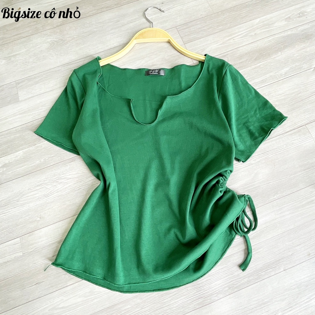 Áo thun bigsize nữ tay ngắn cổ tròn khoét U vải thun borip co giãn A31