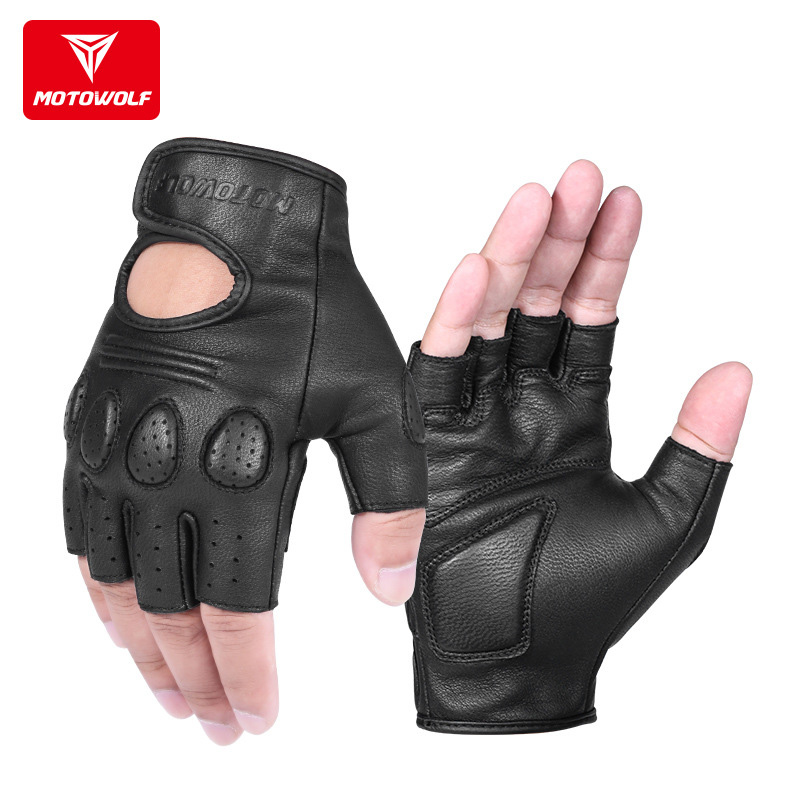[HCM]Găng Tay Da Cụt Ngón MOTOWOLF Mẫu Mới 2020 [ 1 Đôi ]