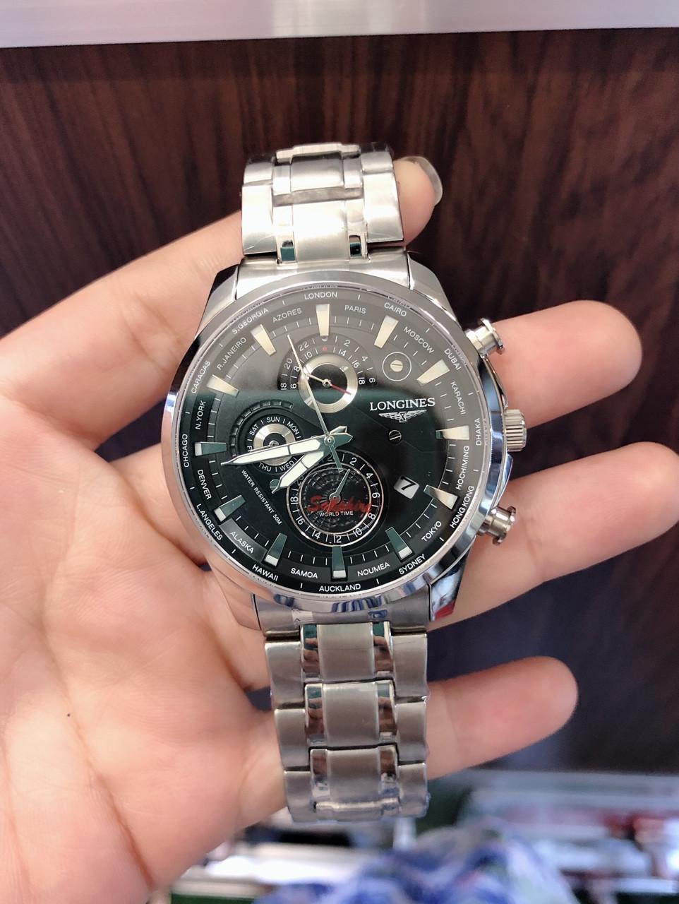 [HCM]Đồng hồ thời trang nam LONGINESO1 dây kim loại 6 Kim cao cấp - Size 43mm