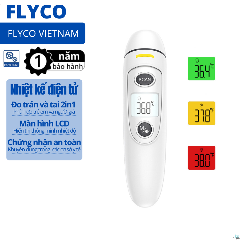 Nhiệt Kế Điện Tử Đo Thân Nhiệt Cầm Tay Thông Minh Flyco 2in1 Hợp Cho Bé Người Lớn Tuổi Đo Được Tai Và Trán Đạt Chứng Chỉ An Toàn Y Tế Hàng Dùng Hồng Ngoại Độ Súng Cây Bắn Cơ Omron Thể Máy Thân Nhiệt Kế Điện Tử