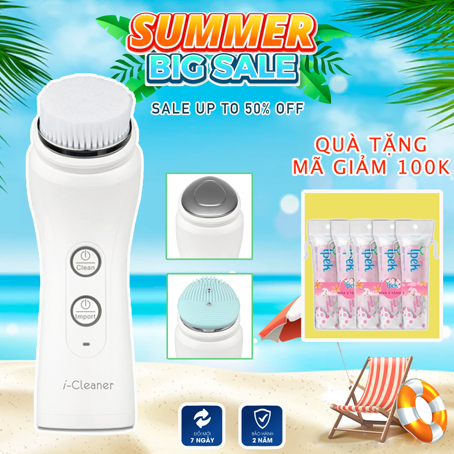 Máy rửa mặt công nghệ siêu âm bổ sung ION 3in1 Nanotime F62