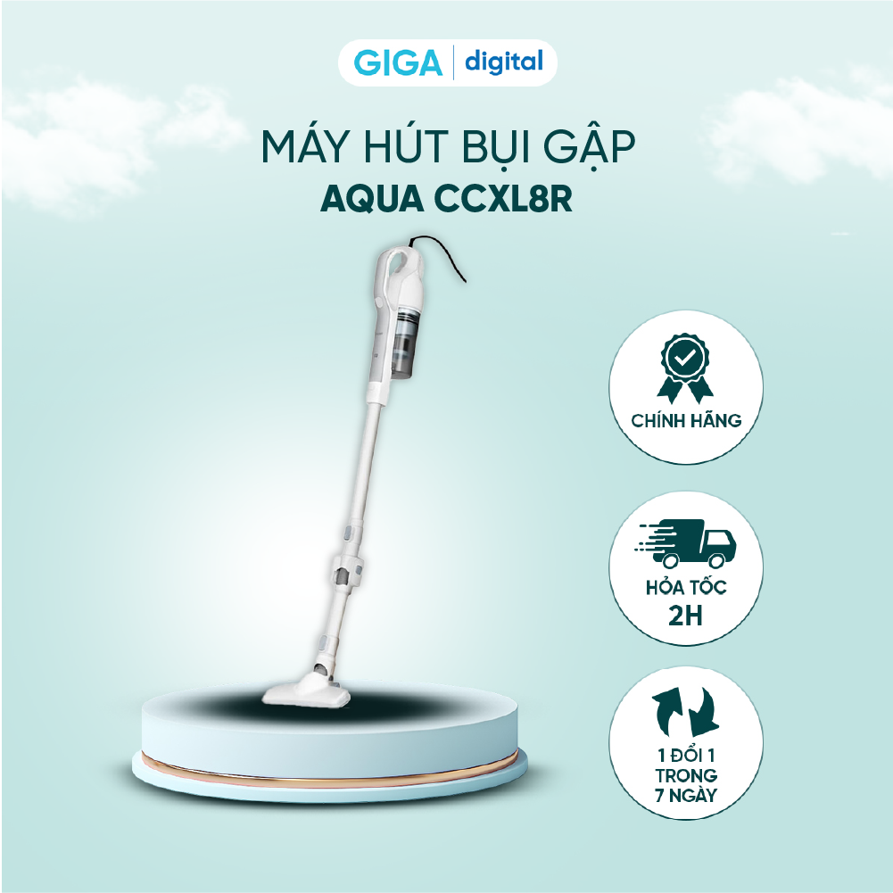 Máy hút bụi gập Aqua CCXL8R 600W - Đầu gập 90 độ - Lực hút 15500Pa - Hệ thống lọc đa lớp