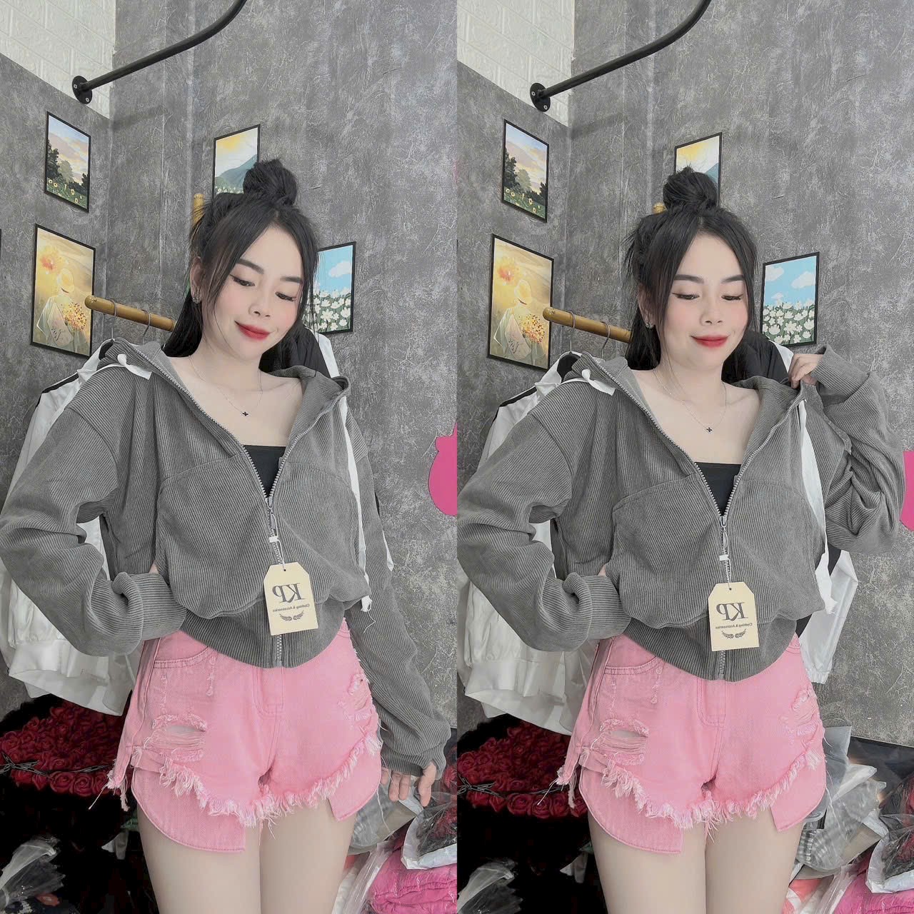 Áo Khoác Len Nhung Gân 4 Túi Kiểu Croptop Tay Cánh Dơi Cực Sành Điệu_XT