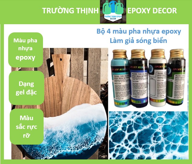 Combo 4 Màu Pha Nhựa Resin Làm Hiệu Ứng Sóng Biển - Trường Thịnh Sài Gòn