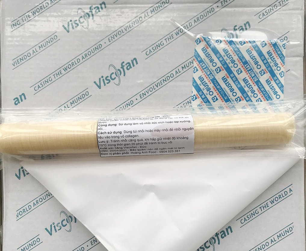 BÁN LẺ 10 ỐNG VỎ XÚC XÍCH COLLAGEN VISCOFAN - DÙNG LÀM XÚC XÍCH, LẠP XƯỞNG, DỒI SỤN