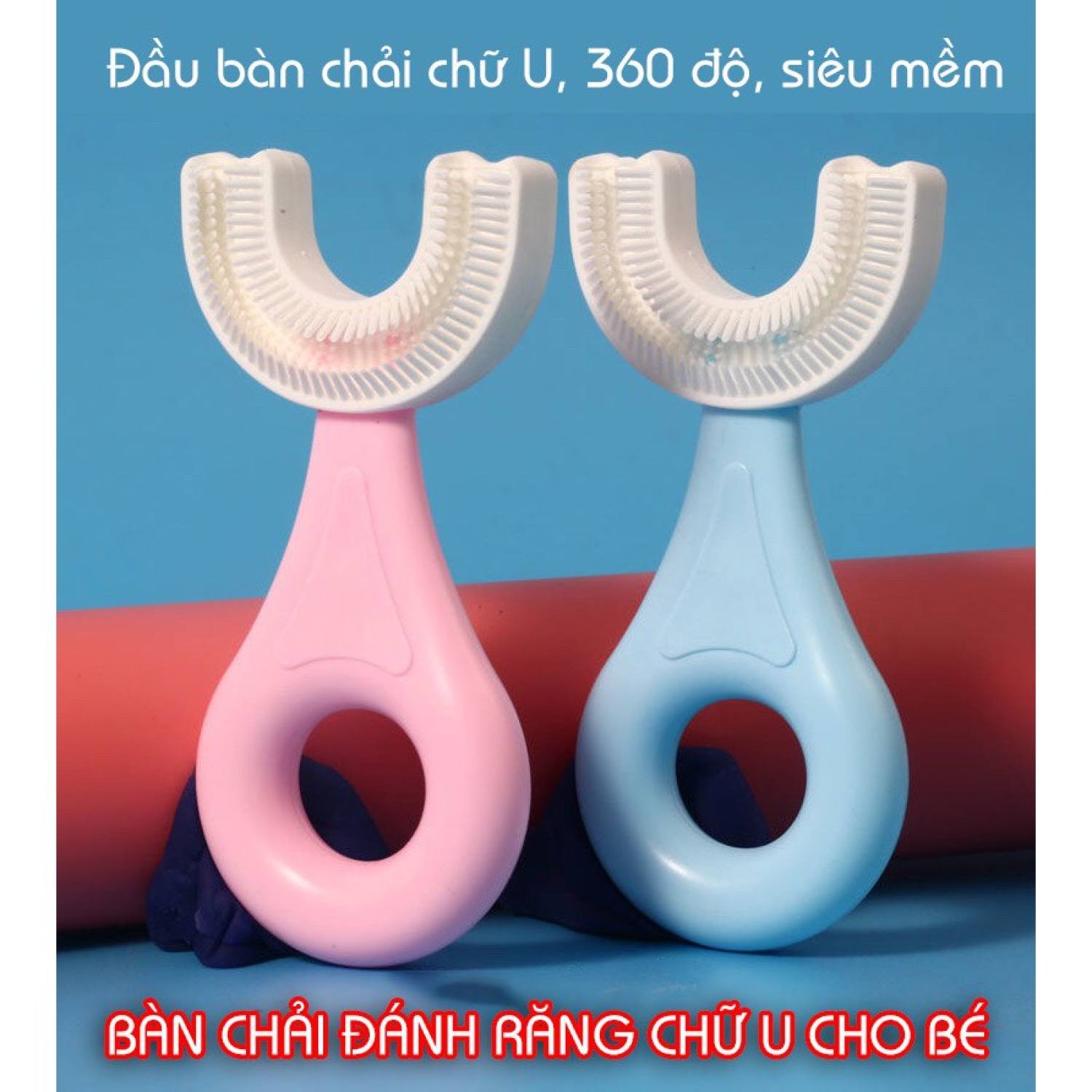 Bàn chải đánh răng trẻ em silicon hình chữ u, bàn chải tập đánh răng cho bé từ 2 - 6 tuổi shop mẹ bún